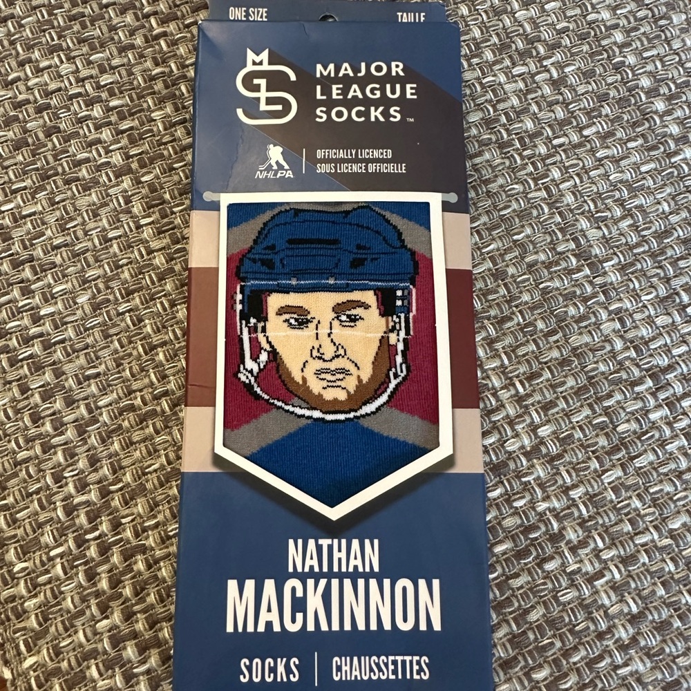 Major League Socks Nathan MacKinnon Blue Socks New in Box - One Size